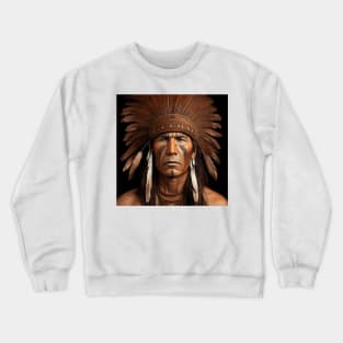 [AI Art] Proud Native American Man With Headdress Crewneck Sweatshirt